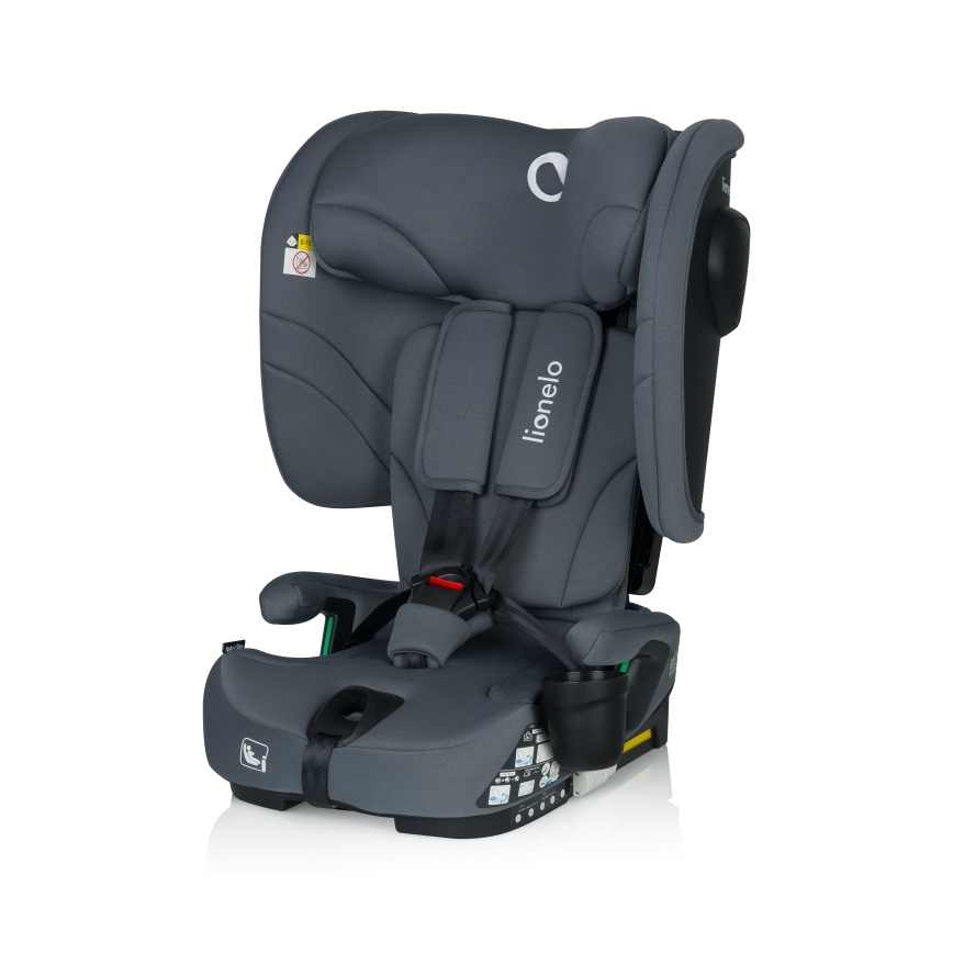 Lionelo - Sulankstoma vaikiška automobilinė kėdutė NELLY i-Size 76-150 cm grafito pilka