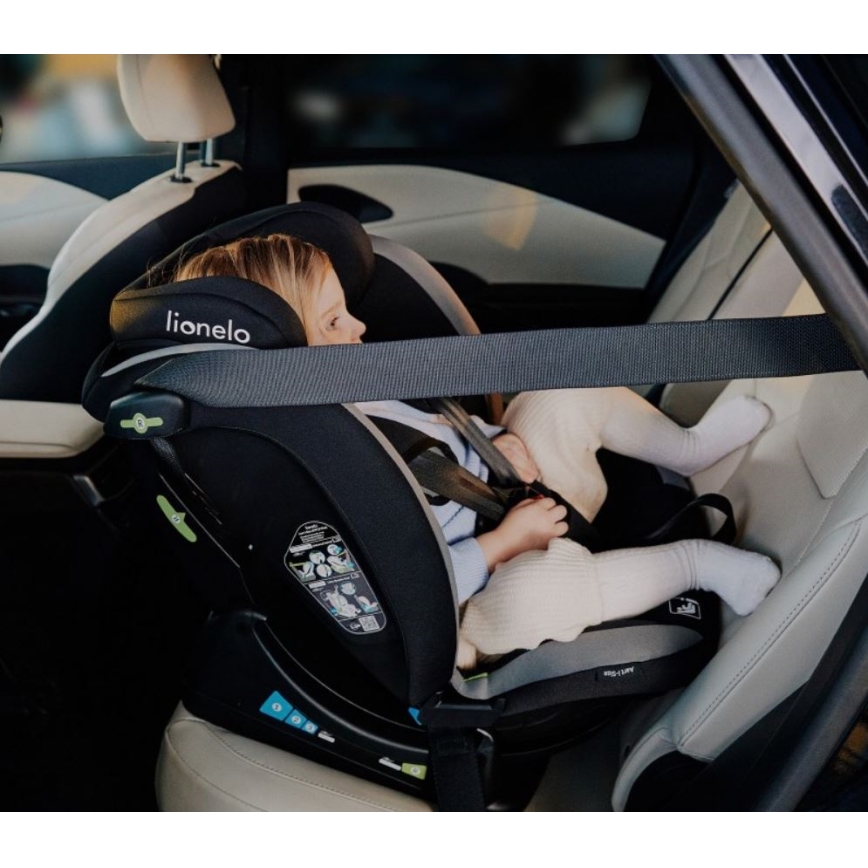 Lionelo - Vaikiška automobilinė kėdutė AART i-Size 40-150 cm juoda/pilka
