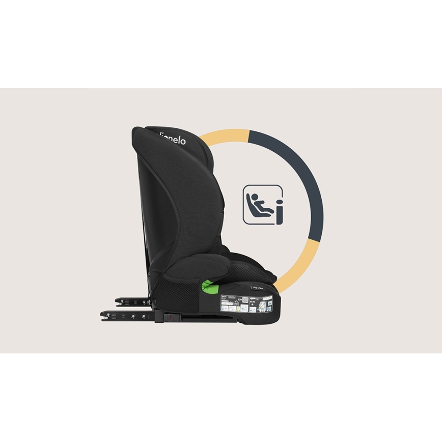 Lionelo - Vaikiška automobilinė kėdutė BILLY i-Size 76-150 cm Juoda Carbon