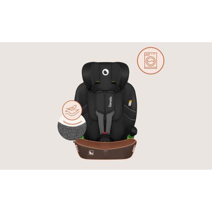 Lionelo - Vaikiška automobilinė kėdutė BILLY i-Size 76-150 cm Juoda Carbon