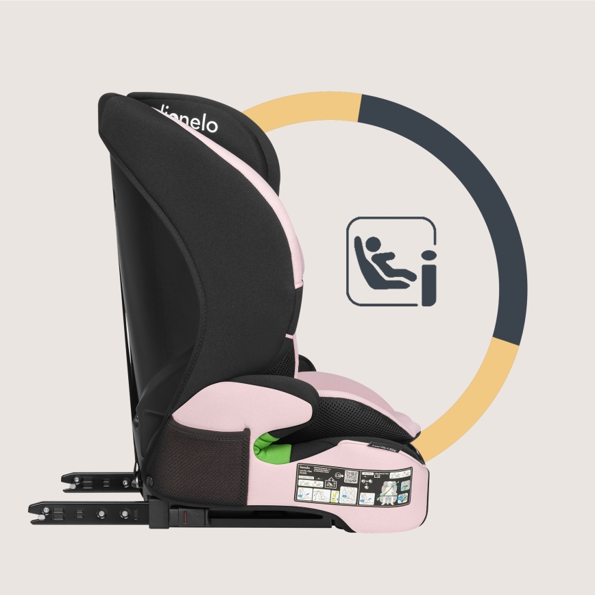 Lionelo - vaikiška automobilinė kėdutė LEVI FIX i-Size 76-150 cm Pink Baby