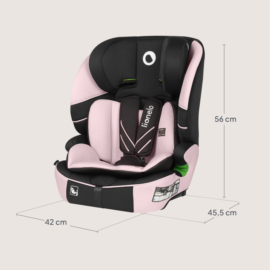 Lionelo - vaikiška automobilinė kėdutė LEVI FIX i-Size 76-150 cm Pink Baby