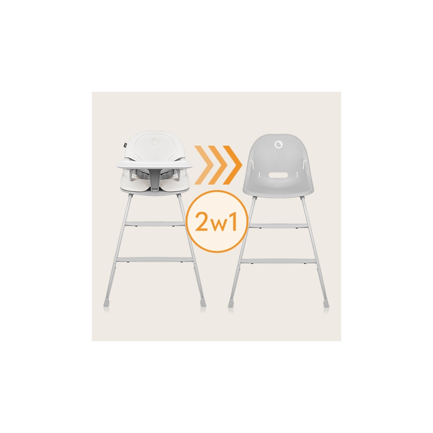Lionelo - Vaikiška maitinimo kėdutė 2in1 DALIA balta/pilka
