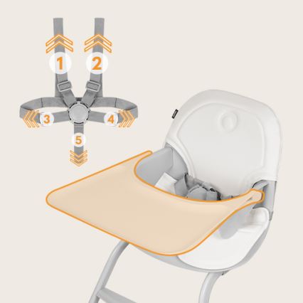 Lionelo - Vaikiška maitinimo kėdutė 2in1 DALIA balta/pilka