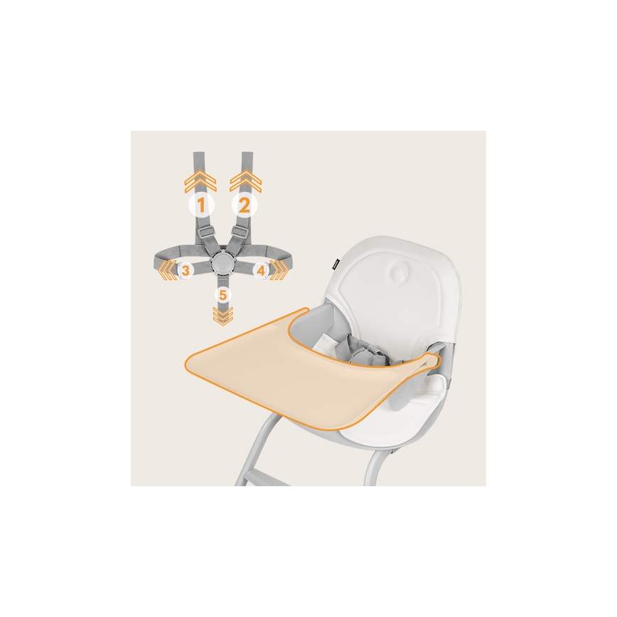 Lionelo - Vaikiška maitinimo kėdutė 2in1 DALIA balta/pilka