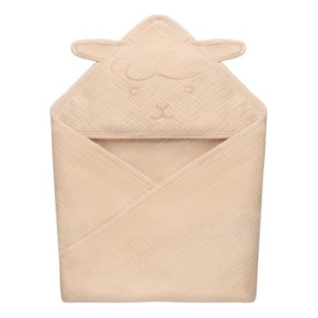 Lionelo - Vaikiška rankšluostis su gobtuvu MUSLIN HOODED TOWEL Beige Cappuccino