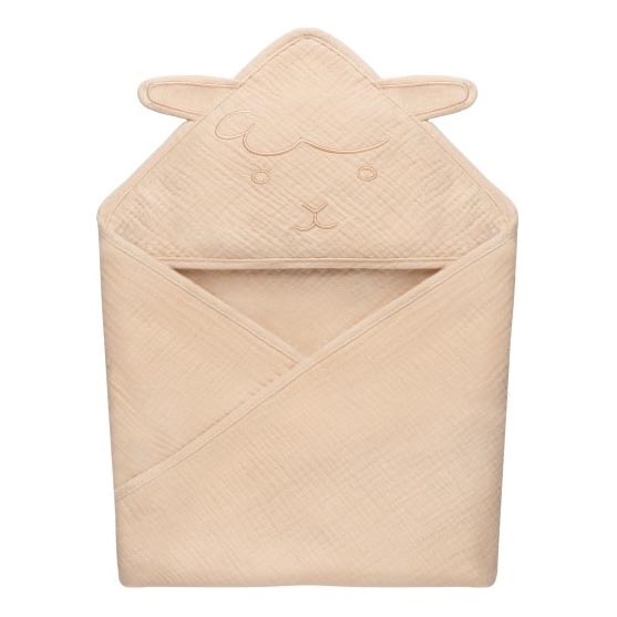 Lionelo - Vaikiška rankšluostis su gobtuvu MUSLIN HOODED TOWEL Beige Cappuccino