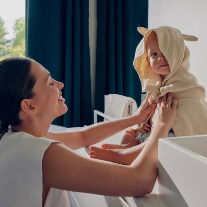 Lionelo - Vaikiška rankšluostis su gobtuvu MUSLIN HOODED TOWEL Beige Cappuccino
