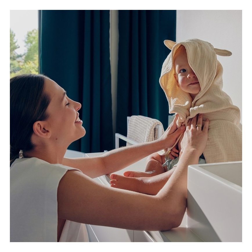 Lionelo - Vaikiška rankšluostis su gobtuvu MUSLIN HOODED TOWEL Beige Cappuccino