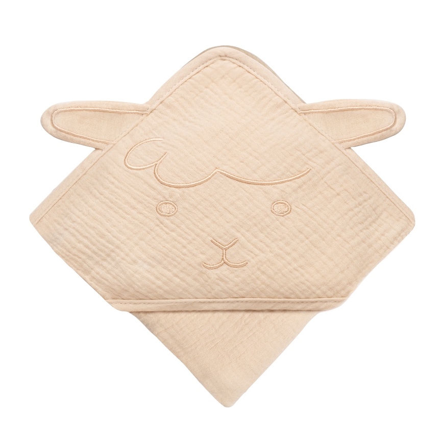 Lionelo - Vaikiška rankšluostis su gobtuvu MUSLIN HOODED TOWEL Beige Cappuccino