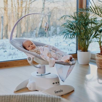 Lionelo - Vaikiška sūpuoklė su melodija IRIS 4xAA smėlio spalvos