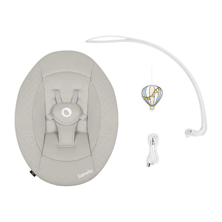 Lionelo - Vaikiška sūpuoklė su melodija IRIS 4xAA smėlio spalvos