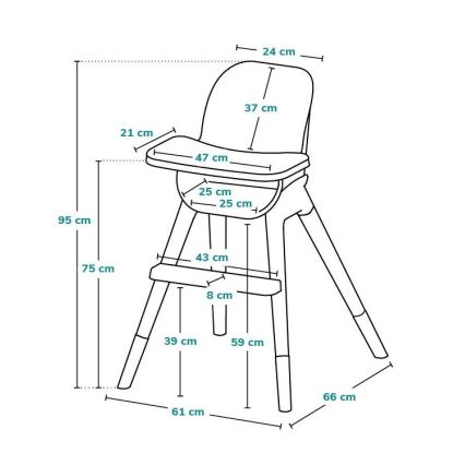Lionelo - Vaikiška valgomoji kėdė 2 viename MONA Black Onyx
