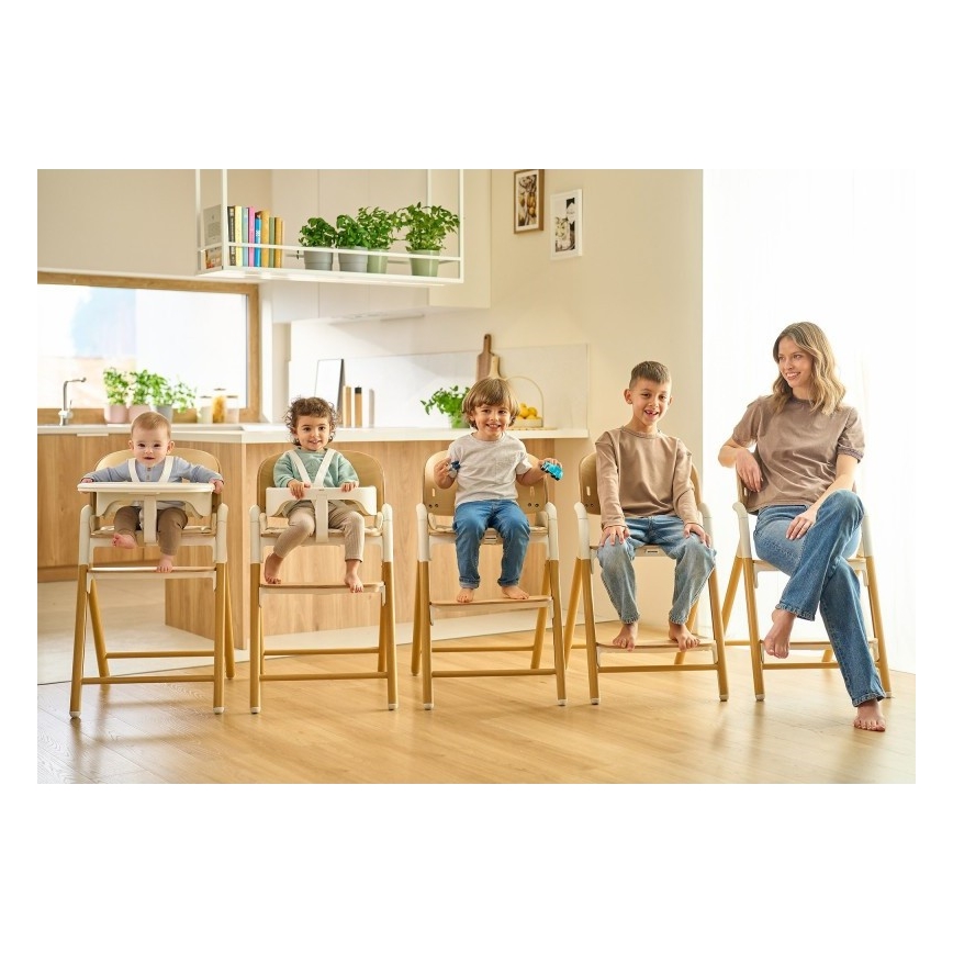 Lionelo - Vaikiška valgomojo kėdė 3in1 CELIA Pilka mediena