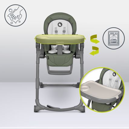 Lionelo - Vaikiška valgomojo kėdutė CORA PLUS Green Olive