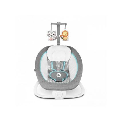 Lionelo - Vaikiška vibruojanti supama kėdutė su melodija PASCAL 2xAA pilka/turkio