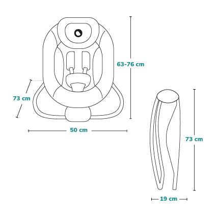 Lionelo - Vaikiška vibruojanti supama kėdutė su melodija PASCAL 2xAA pilka/turkio