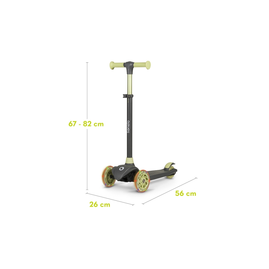 Lionelo - Vaikiškas paspirtukas JESSY 3xAA pilka/žalia