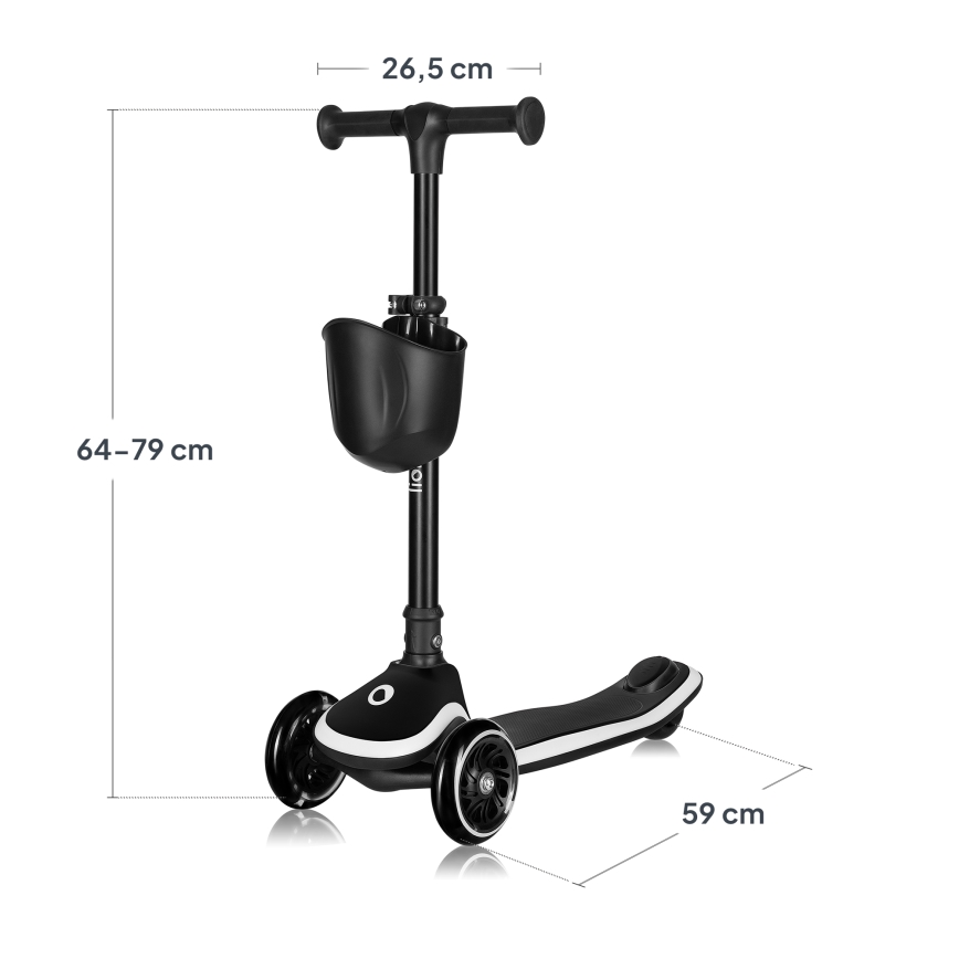 Lionelo - Vaikiškas paspirtukas MEY 3xAAA Juodas Oniksas