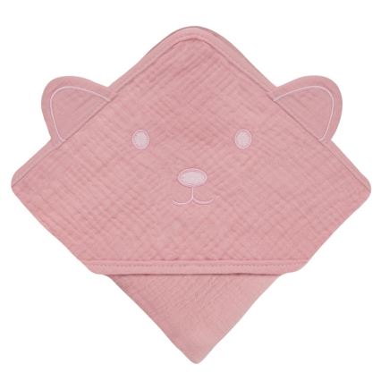 Lionelo - Vaikiškas rankšluostis su gobtuvu MUSLIN HOODED TOWEL Pink Baby