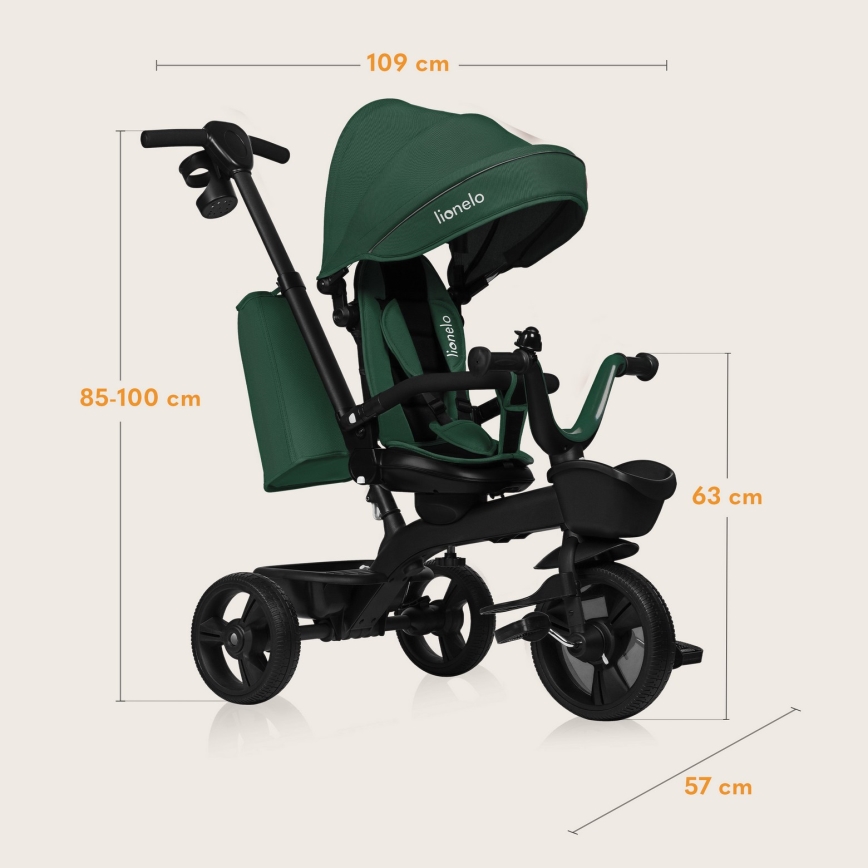 Lionelo - Vaikiškas triratukas KORI Green Emerald