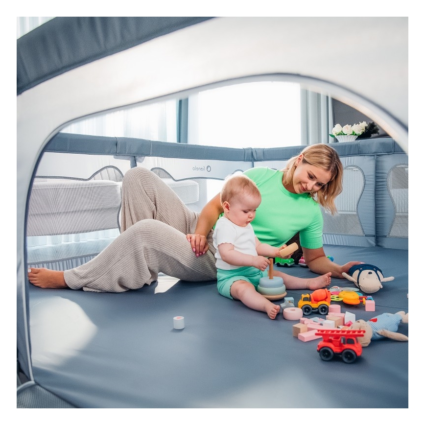 Lionelo - vaikiškas žaidimų aptvaras WILLOW XL pilkas