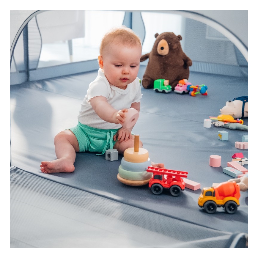 Lionelo - vaikiškas žaidimų aptvaras WILLOW XL pilkas