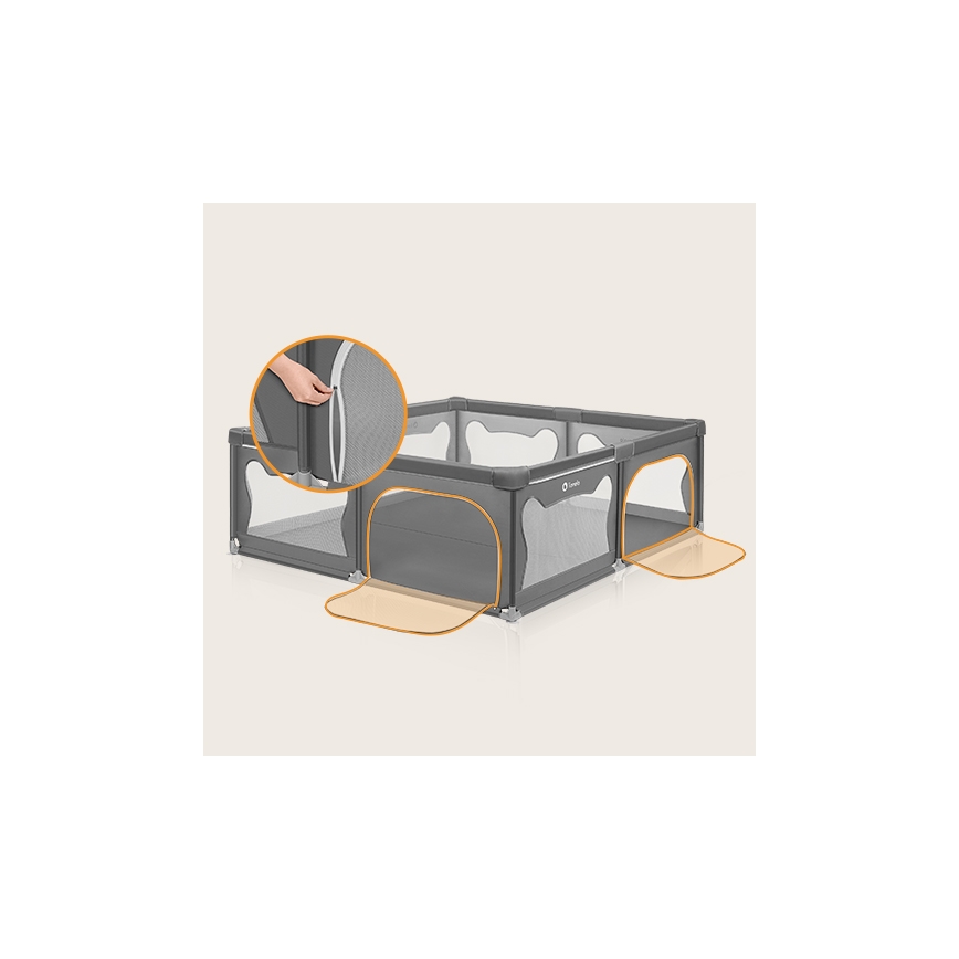 Lionelo - vaikiškas žaidimų aptvaras WILLOW XL pilkas