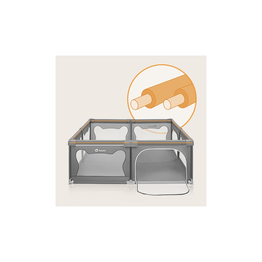 Lionelo - vaikiškas žaidimų aptvaras WILLOW XL pilkas