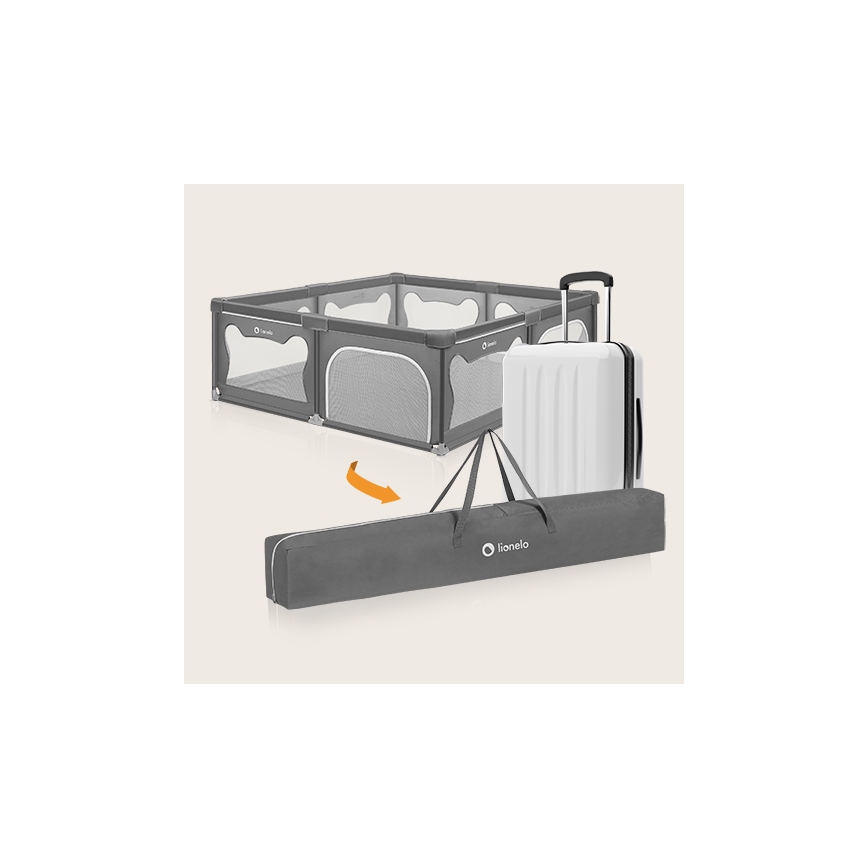 Lionelo - vaikiškas žaidimų aptvaras WILLOW XL pilkas
