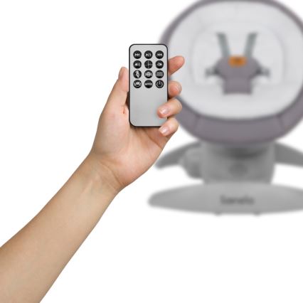 Lionelo - Vaikiškos muzikinės sūpynės MELL Grey Stone 4xAA + nuotolinis valdymas