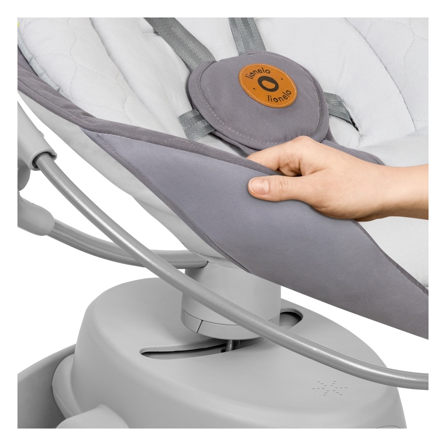 Lionelo - Vaikiškos muzikinės sūpynės MELL Grey Stone 4xAA + nuotolinis valdymas