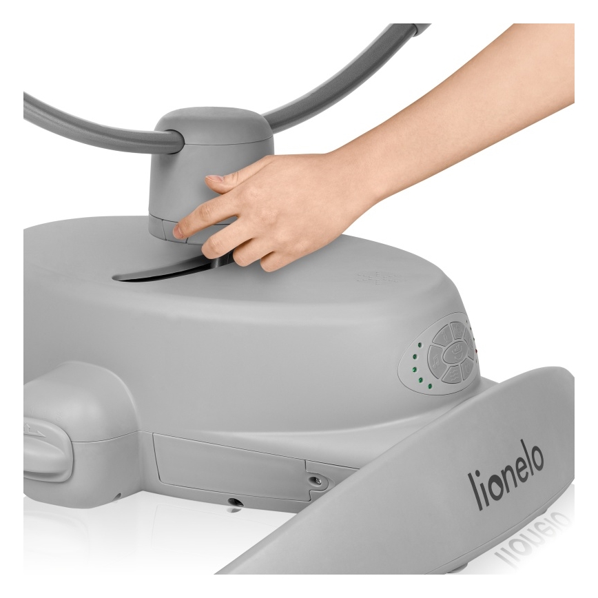 Lionelo - Vaikiškos muzikinės sūpynės MELL Grey Stone 4xAA + nuotolinis valdymas