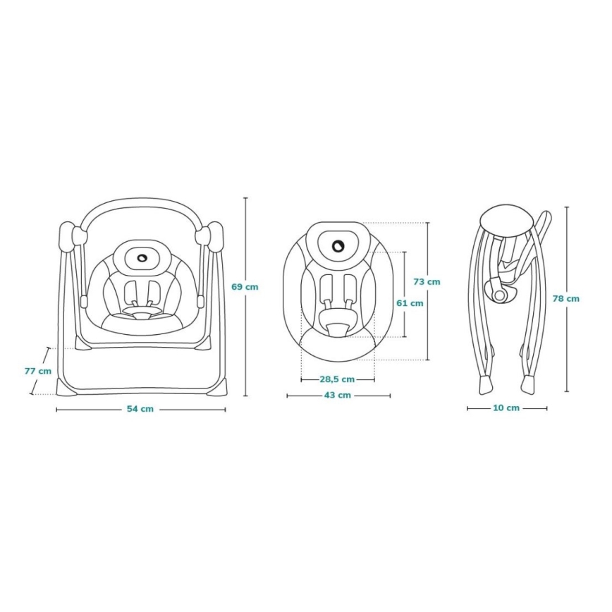 Lionelo - Vaikiškos sūpynės OTTO 4xLR14, jaukiai pilkos