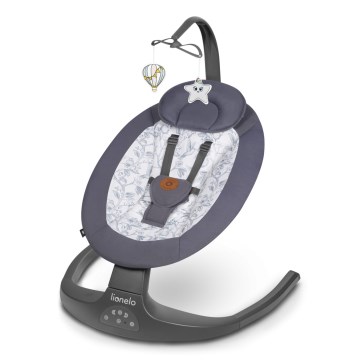 Lionelo - Vaikiškos sūpynės RALF su melodija, 4xAA, pilka/balta + nuotolinis valdymas