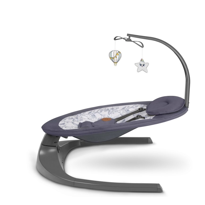 Lionelo - Vaikiškos sūpynės RALF su melodija, 4xAA, pilka/balta + nuotolinis valdymas