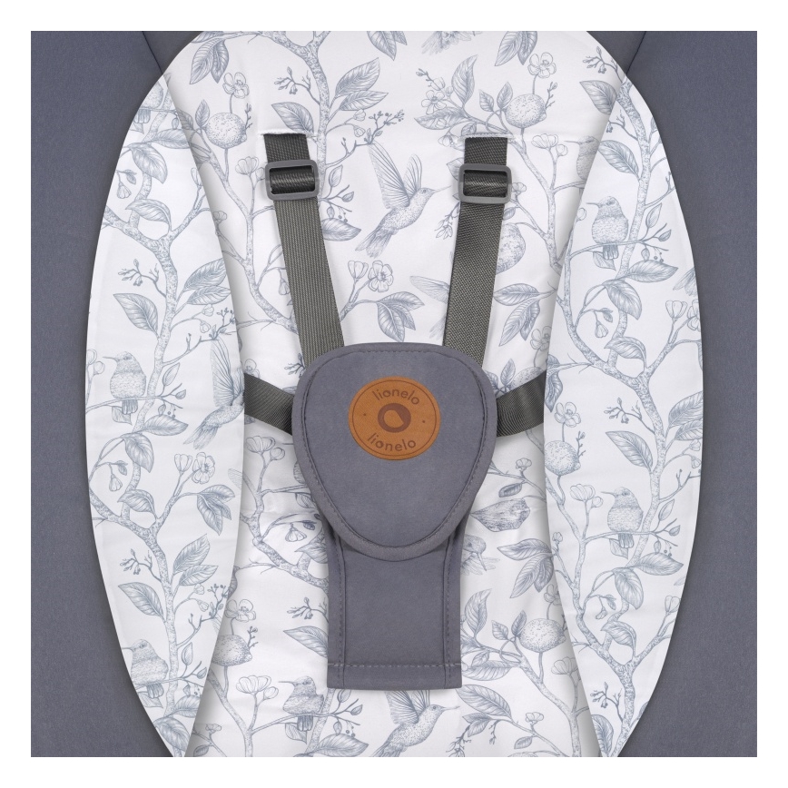 Lionelo - Vaikiškos sūpynės RALF su melodija, 4xAA, pilka/balta + nuotolinis valdymas