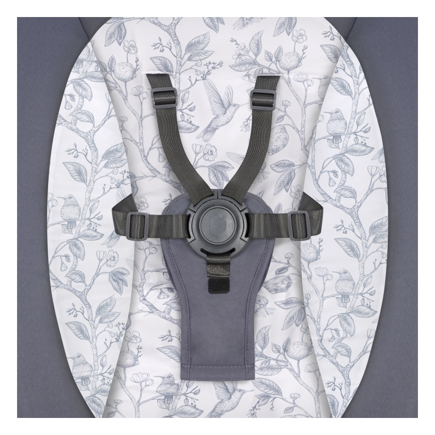 Lionelo - Vaikiškos sūpynės RALF su melodija, 4xAA, pilka/balta + nuotolinis valdymas