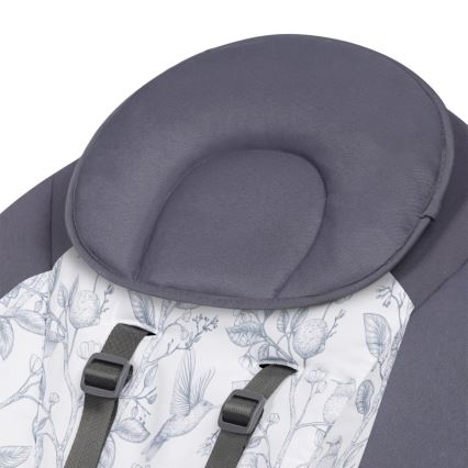 Lionelo - Vaikiškos sūpynės RALF su melodija, 4xAA, pilka/balta + nuotolinis valdymas