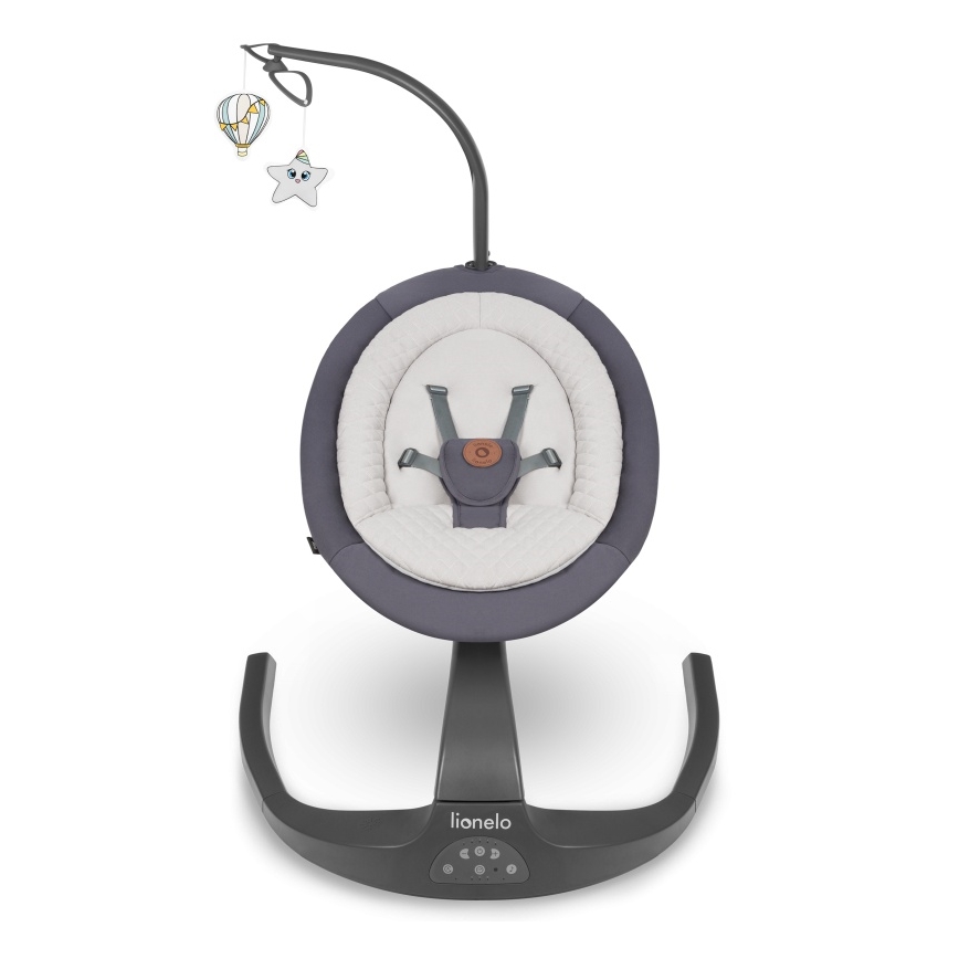 Lionelo - Vaikiškos supynės su melodija RINA 4xAA Betoninė pilka + su nuotoliniu pultu