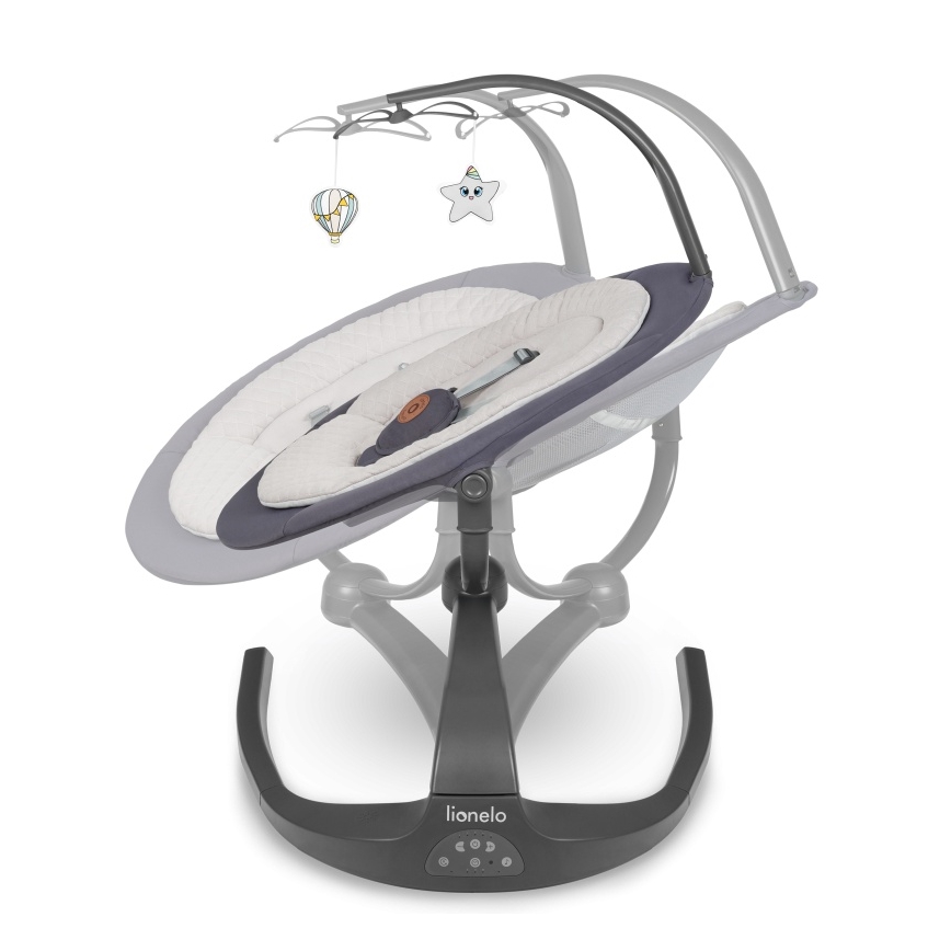 Lionelo - Vaikiškos supynės su melodija RINA 4xAA Betoninė pilka + su nuotoliniu pultu