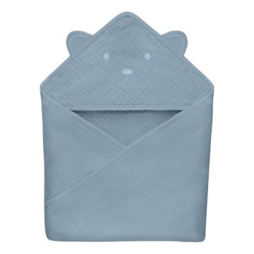 Lionelo - Vaikų chalatas su gobtuvu MUSLIN HOODED TOWEL Pilkas dangus