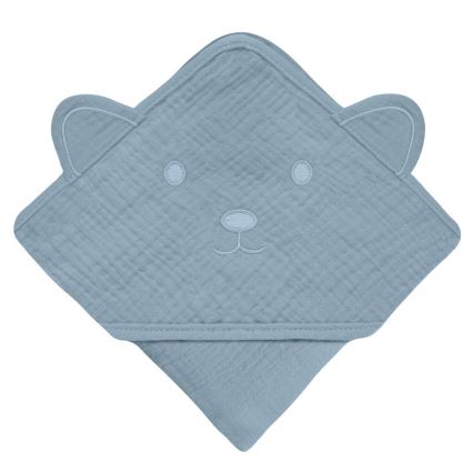 Lionelo - Vaikų chalatas su gobtuvu MUSLIN HOODED TOWEL Pilkas dangus