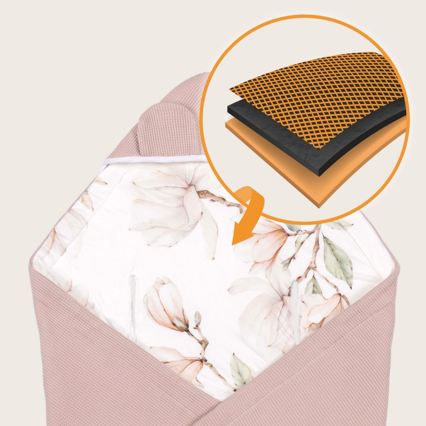 Lionelo - Vokelis automobilinei kėdutei TRAVEL SWADDLE 90x90 cm kreminė Magnolia