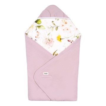 Lionelo - Vyniojimo apklotas automobilinei kėdutei TRAVEL SWADDLE 90x90 cm Pink Flower