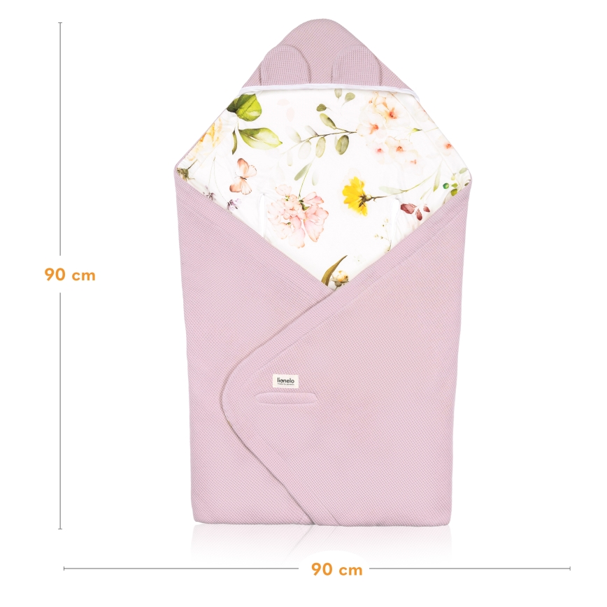 Lionelo - Vyniojimo apklotas automobilinei kėdutei TRAVEL SWADDLE 90x90 cm Pink Flower