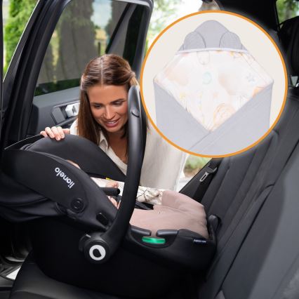 Lionelo - vystyklas automobilinei kėdutei TRAVEL SWADDLE 90x90 cm Pilkas Baloon