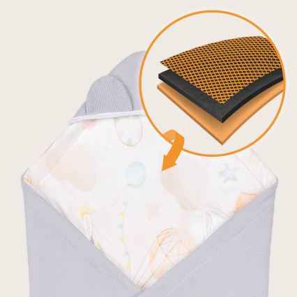Lionelo - vystyklas automobilinei kėdutei TRAVEL SWADDLE 90x90 cm Pilkas Baloon