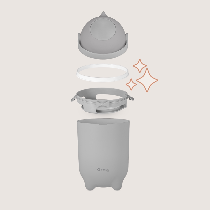 Lionelo - Vystyklų šiukšliadėžė PUREBIN 10 l, pilka