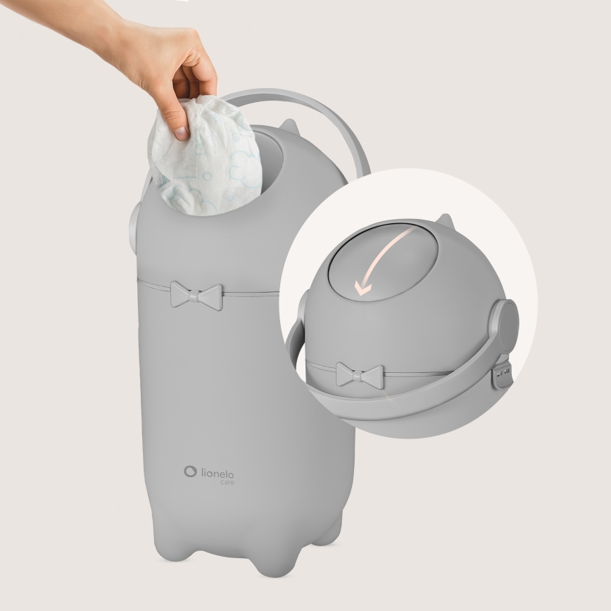 Lionelo - Vystyklų šiukšliadėžė PUREBIN 10 l, pilka